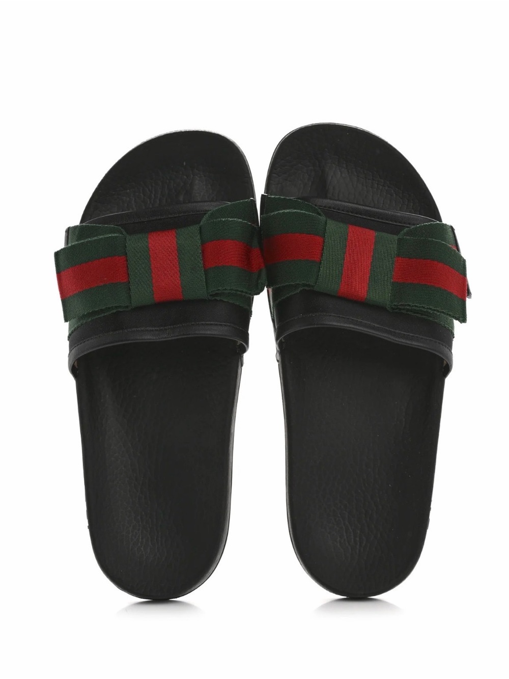 Gucci - Satin Web Bow Slide Sandals